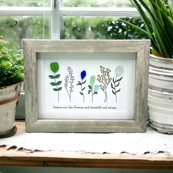 Artisan Other - Sea Glass Art Sister Best Friend Present| Friendship Seaglass Wildflower Gift